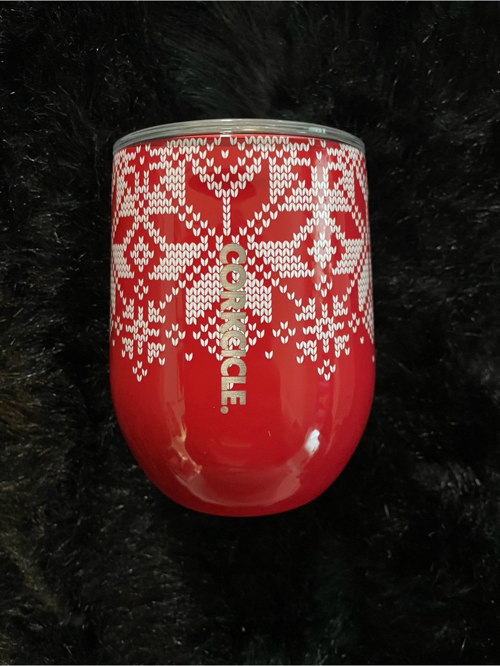 Corkcicle Red & White Holiday Knit-Pattern Stemless Tumbler